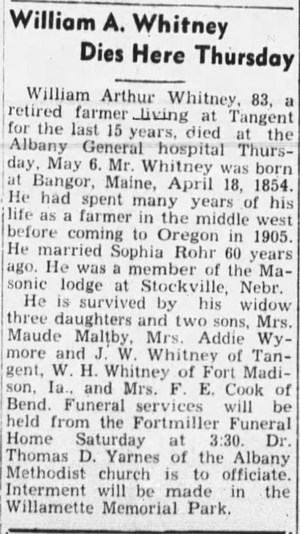 Clipping from Albany Democrat-Herald